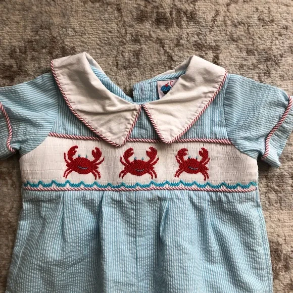 Smocked Crab Romper - Picture 3 of 5